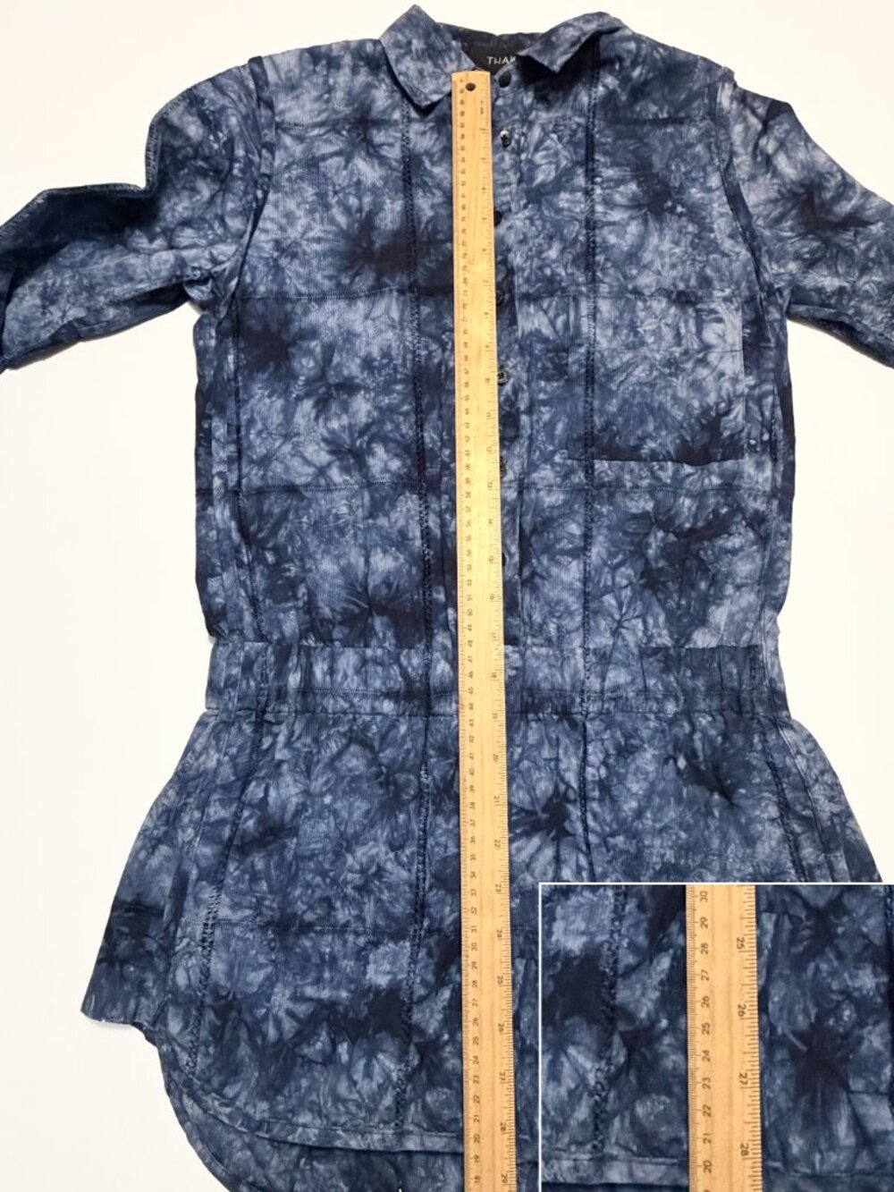 THAKOON Indigo Shirt Dress Skort Romper Shibori Tie Dye Long Sleeve Size 2 - Picture 10 of 11